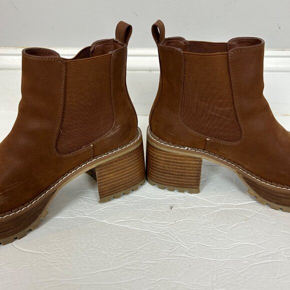 Mia Alejandro Vegan Leather Chunky Platform Boots Brown Size 8 Boho Women's - Picture 3 of 6